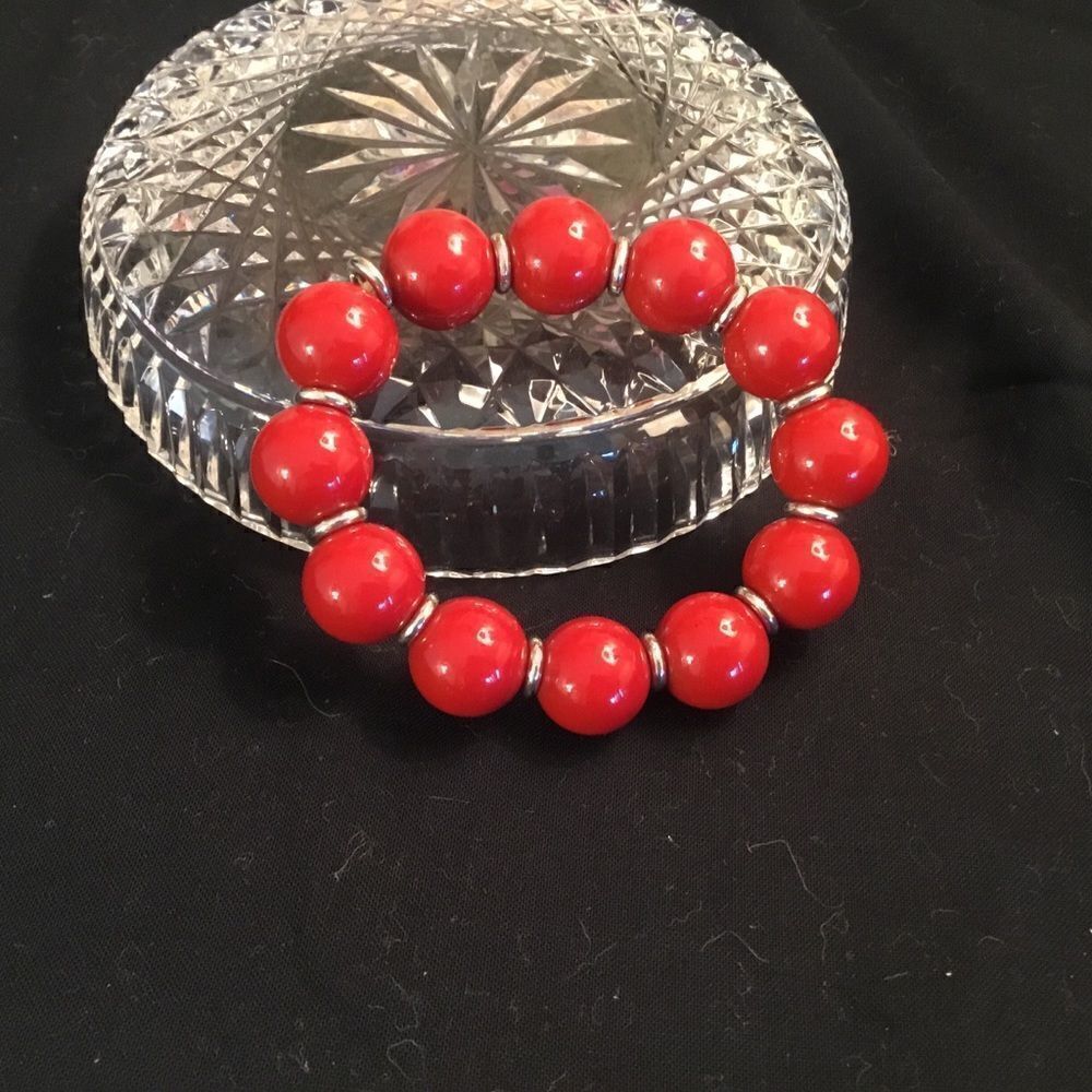 Red and Silvertone Bracelet